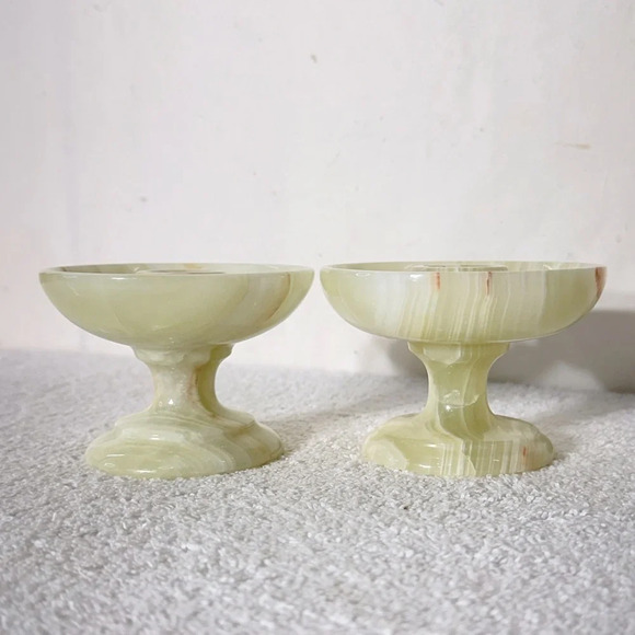 Vintage Yellow Onyx  Candlestick Holders X2 - Picture 3 of 16